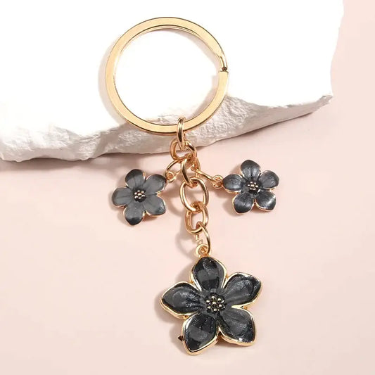 Black Sakura Flowers Keychain
