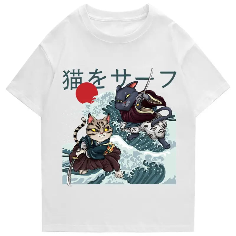 Kanagawa Wave Cat Clash T-Shirt